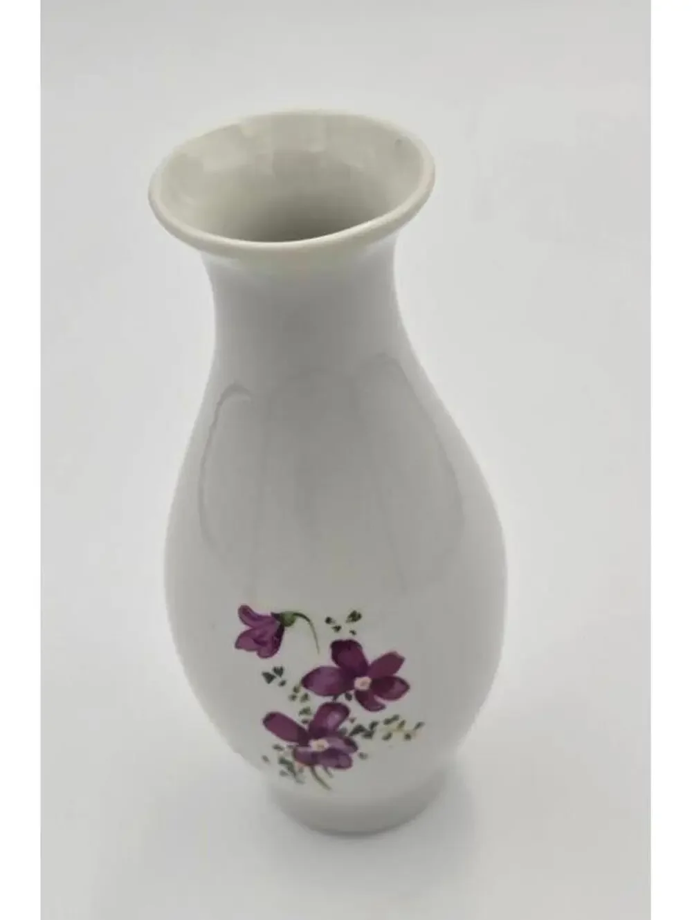Vintage Mini Porcelain Bud Vase Purple Floral Design 5 Inch Decor
